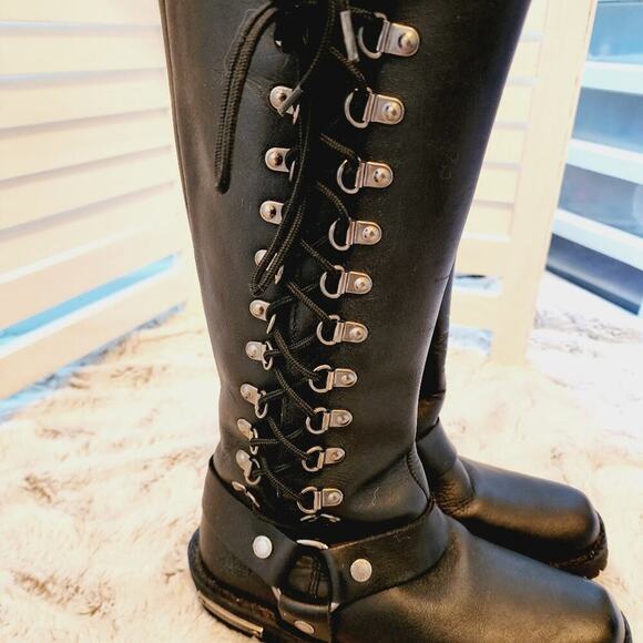 MILWAUKEE LEATHERBLACK LACE UP MOTORCYCLE BOOTS SIZE 6.5 - Picture 3 of 13